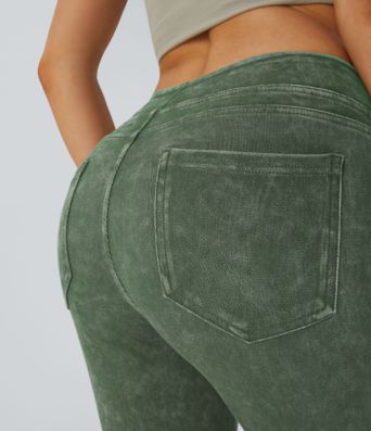 Halara Flex™ Casual Denim Leggings Taille Haute avec Poches Colorés