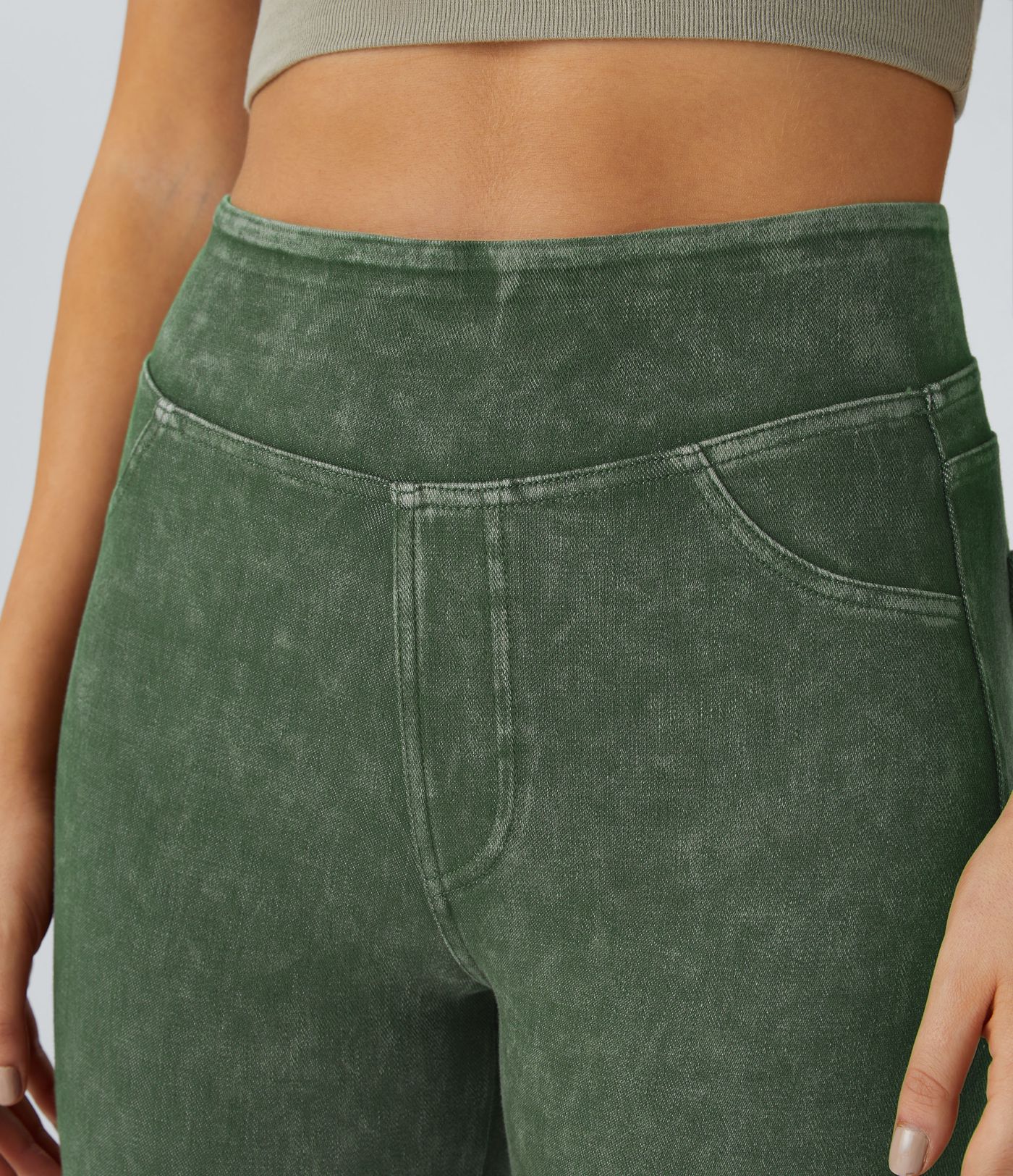 Halara Flex™ Casual Denim Leggings Taille Haute avec Poches Colorés