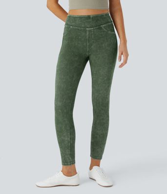 Halara Flex™ Casual Denim Leggings Taille Haute avec Poches Colorés