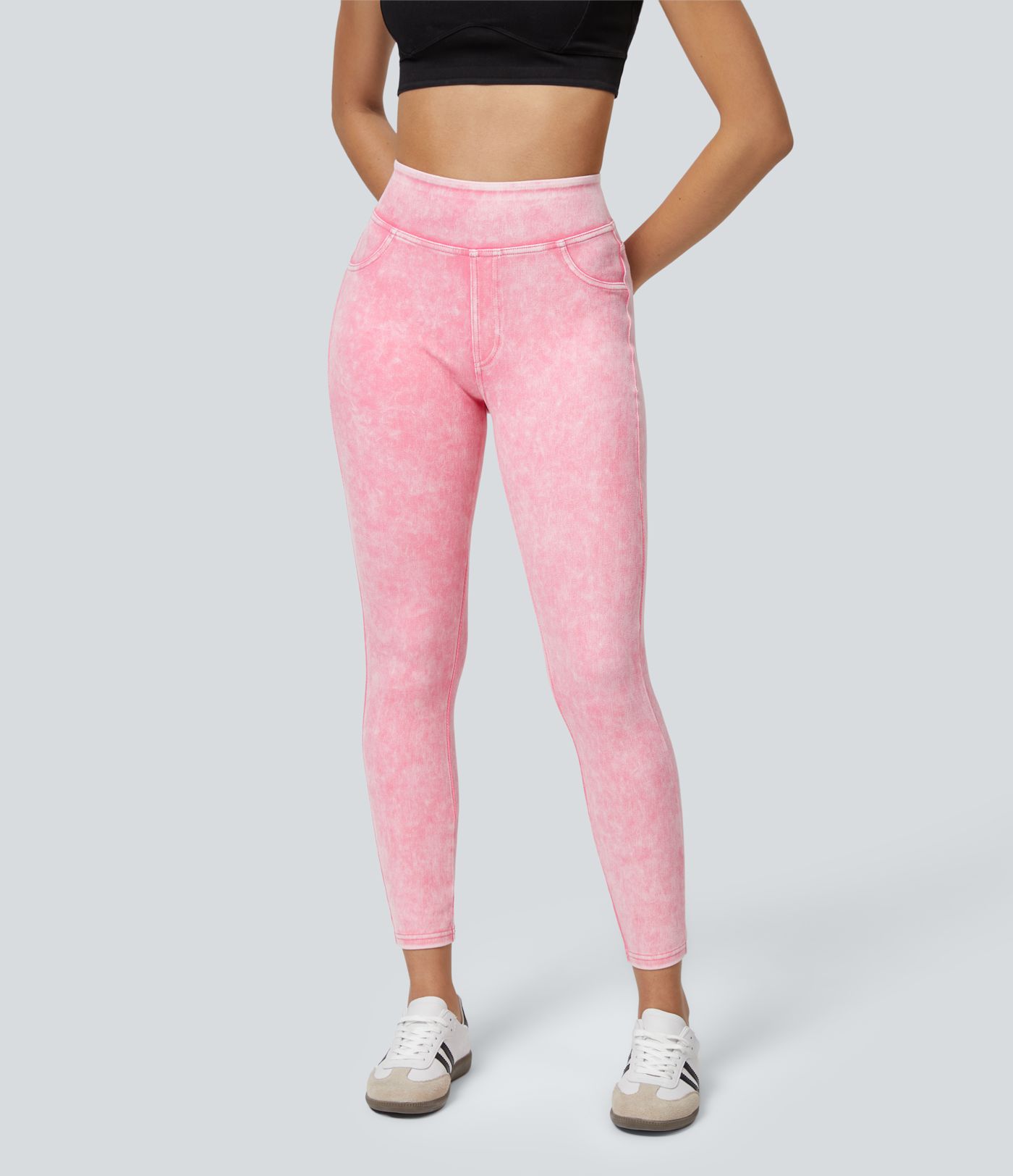 Leggings en Denim Casual Halara Flex™ Taille Haute avec Poches Colorés