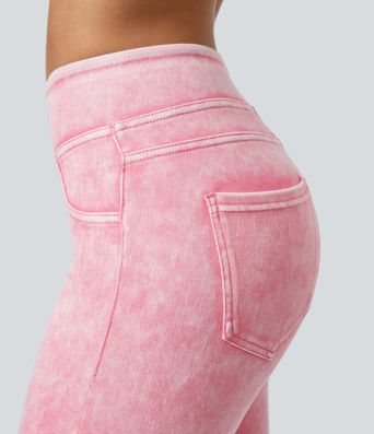 Leggings en Denim Casual Halara Flex™ Taille Haute avec Poches Colorés