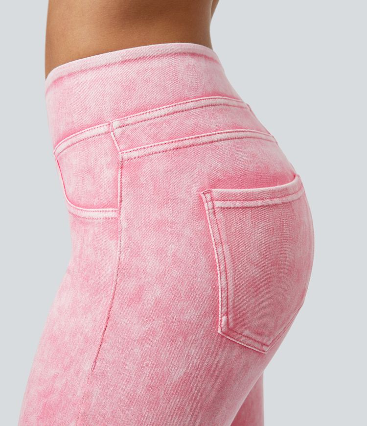 Leggings en Denim Casual Halara Flex™ Taille Haute avec Poches Colorés