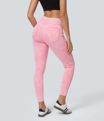 Leggings en Denim Casual Halara Flex™ Taille Haute avec Poches Colorés
