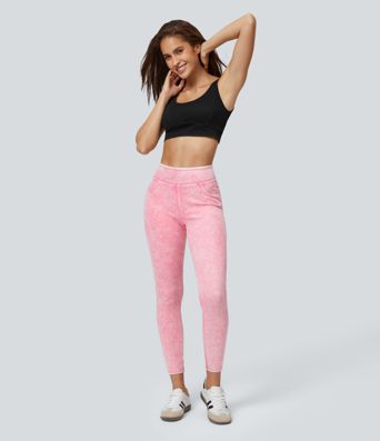 Leggings en Denim Casual Halara Flex™ Taille Haute avec Poches Colorés