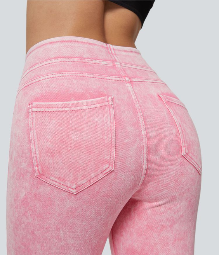 Leggings en Denim Casual Halara Flex™ Taille Haute avec Poches Colorés