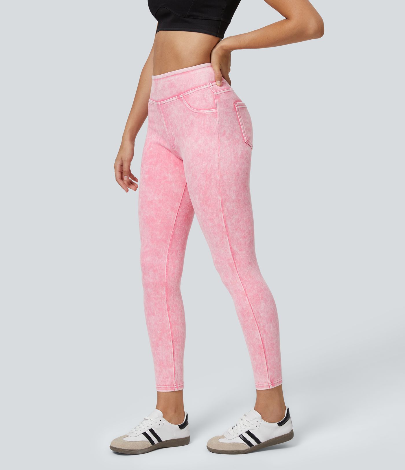 Leggings en Denim Casual Halara Flex™ Taille Haute avec Poches Colorés