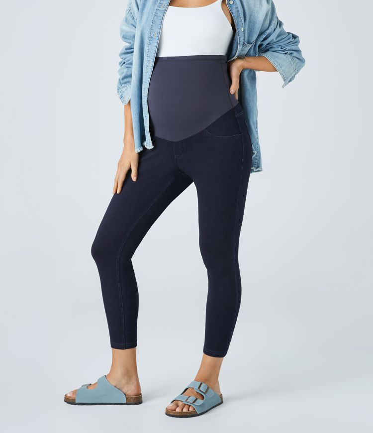 Leggings premamá Halara Flex™ Denim elástico 7/8 tiro súper alto múltiple bolsillo mezclilla