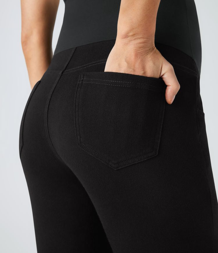 Halara Flex™ Super High Waisted Pockets Denim Maternity Casual 7/8 Leggings