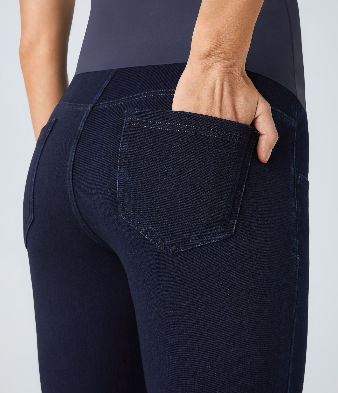 Leggings premamá Halara Flex™ Denim elástico 7/8 tiro súper alto múltiple bolsillo mezclilla