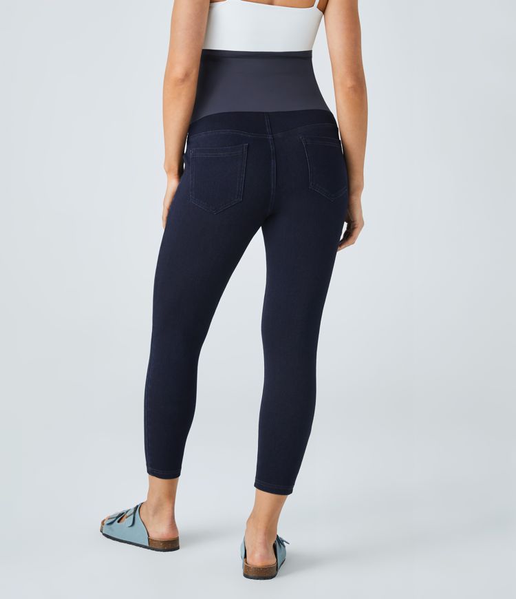 Leggings premamá Halara Flex™ Denim elástico 7/8 tiro súper alto múltiple bolsillo mezclilla