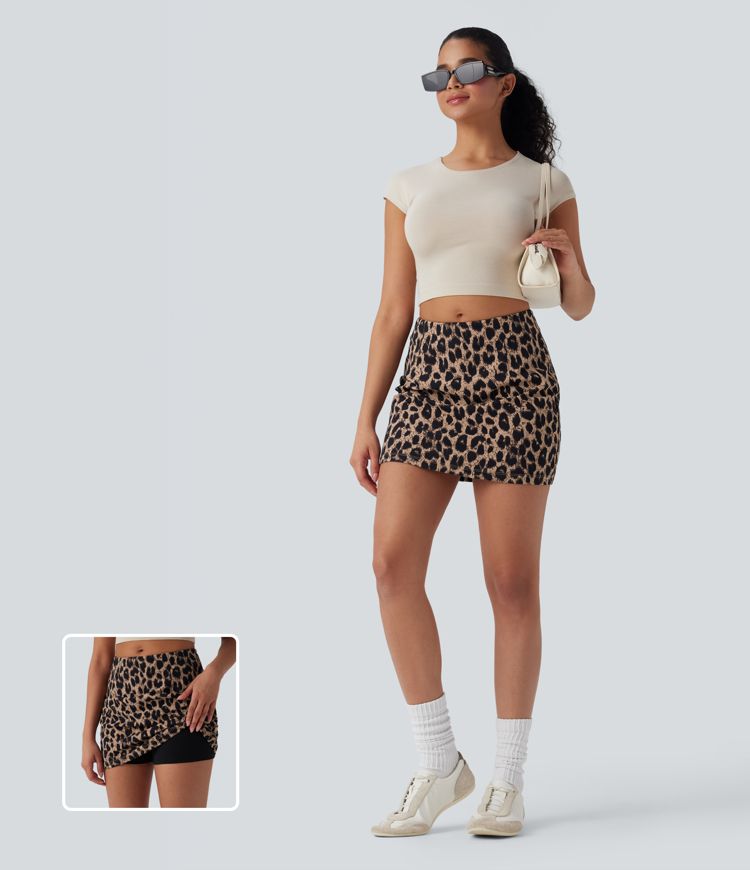 Halara UltraSculpt™ Leopard Print Mid Rise 2-in-1 Bodycon Mini Casual Skirt
