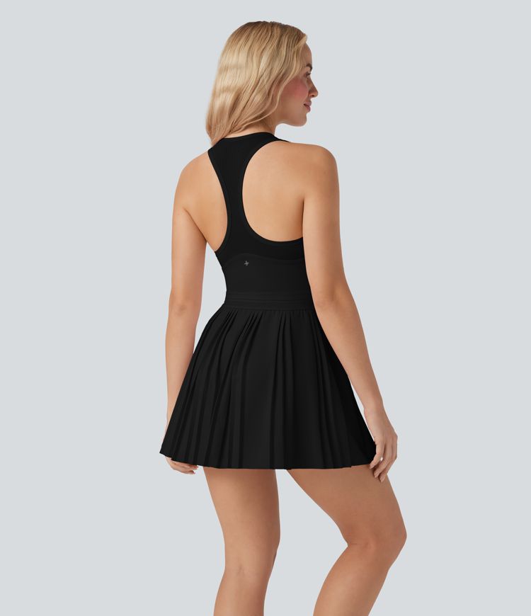 Racerback Cut Out Pleated Quick Dry Mini Tennis Active Dress
