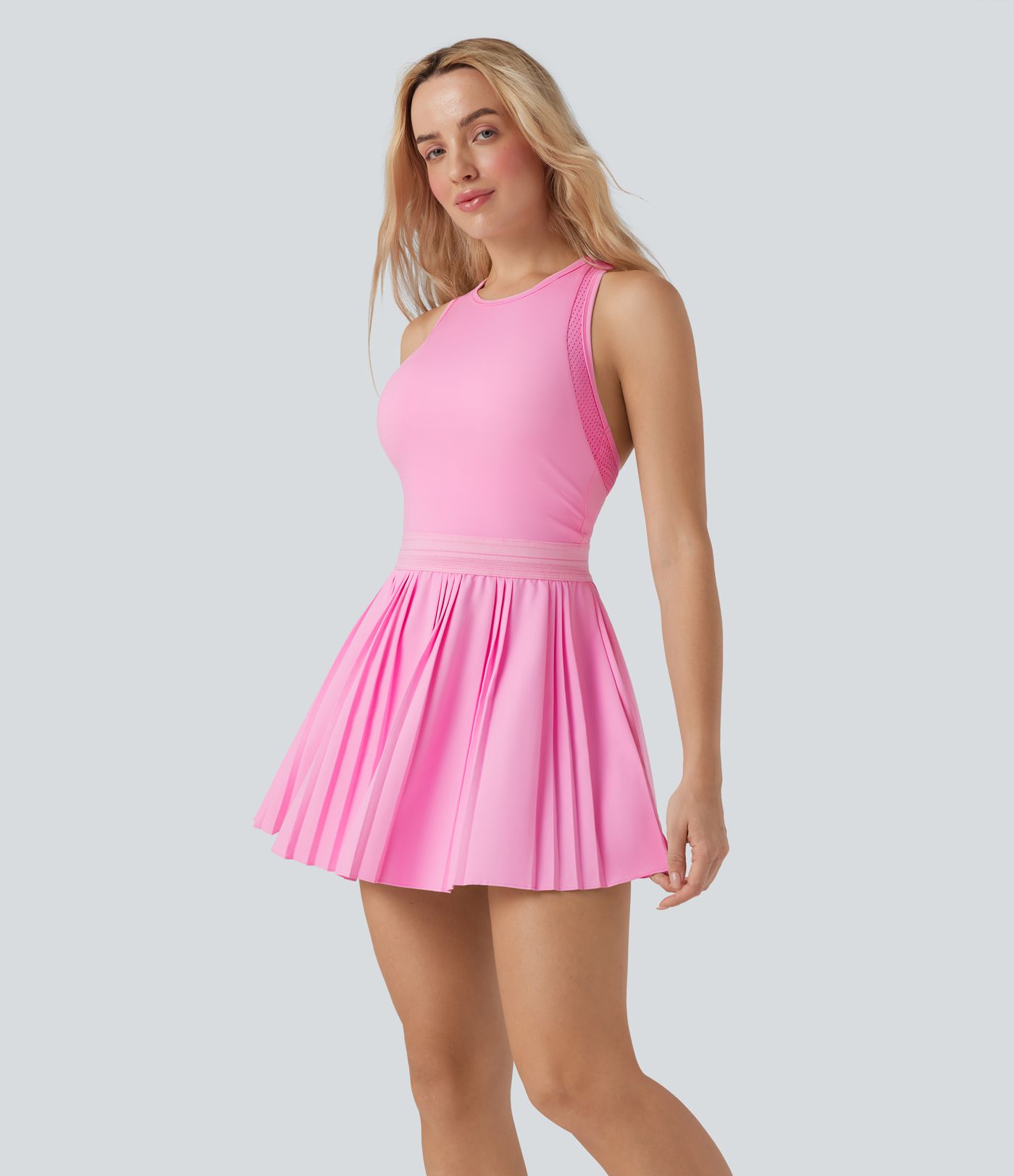 Racerback Cut Out Pleated Quick Dry Mini Tennis Active Dress