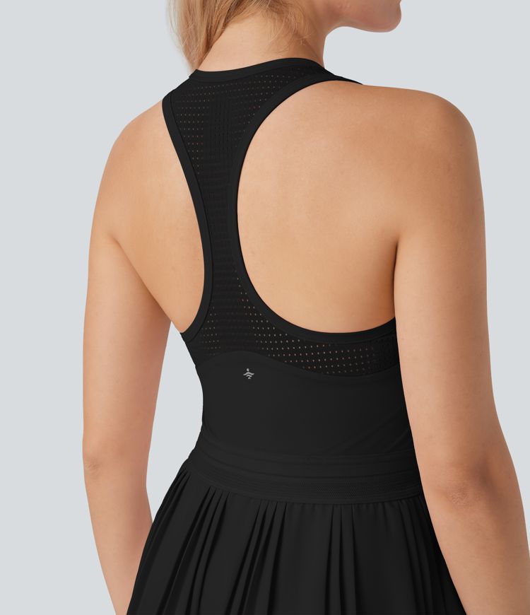 Racerback Cut Out Pleated Quick Dry Mini Tennis Active Dress