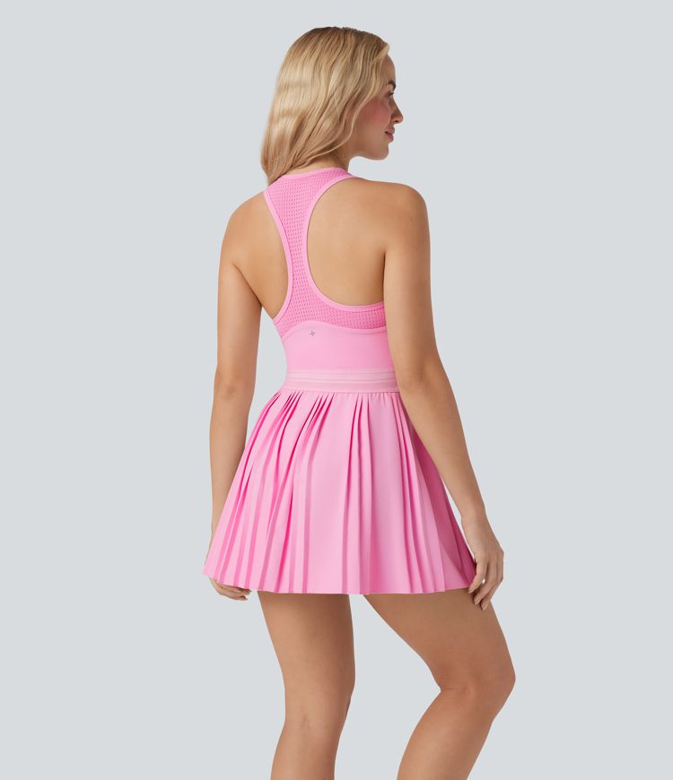 Racerback Cut Out Pleated Quick Dry Mini Tennis Active Dress