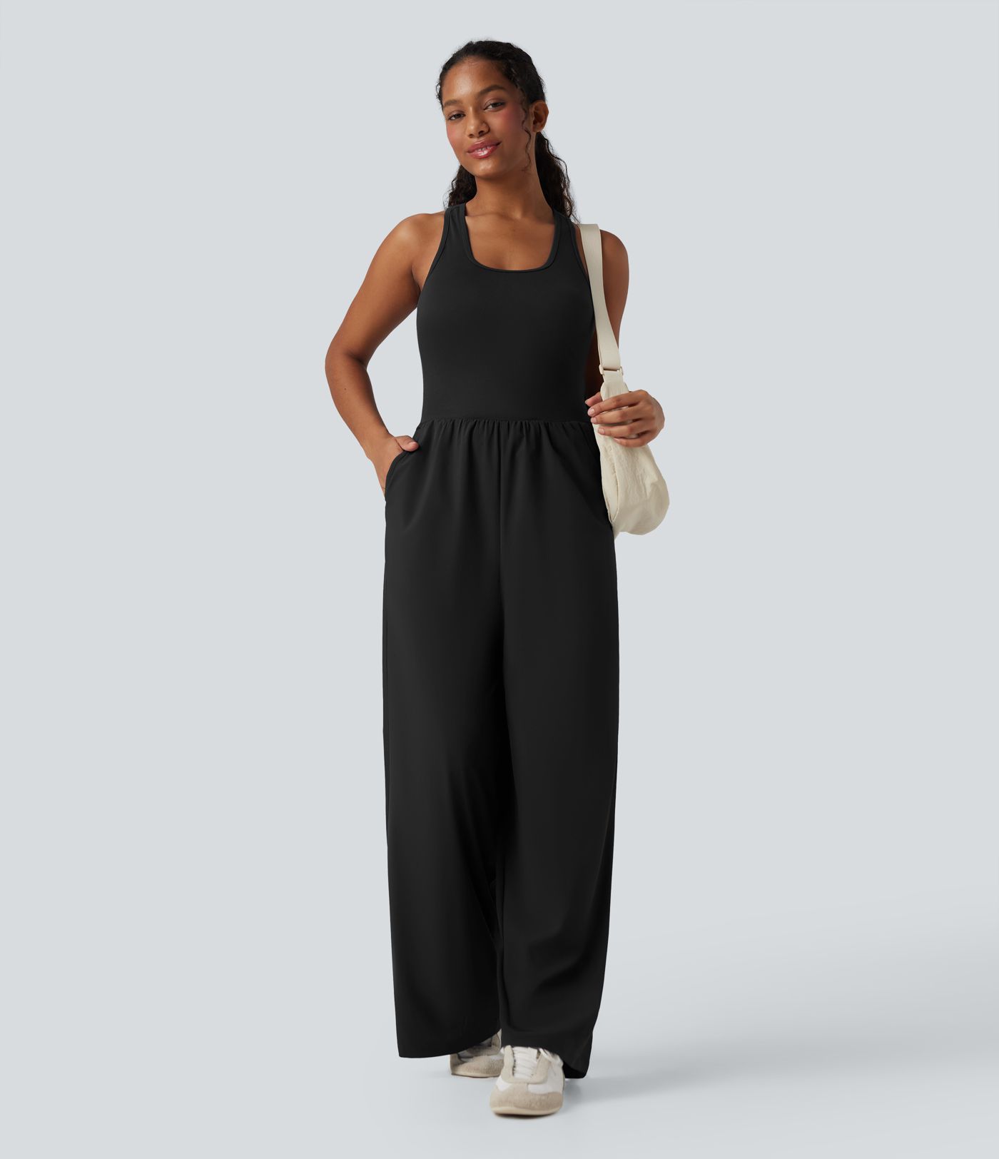 Breezeful™ Sleeveless Cut Out Quick Dry Casual Jumpsuit with Pockets-Easy Peezy