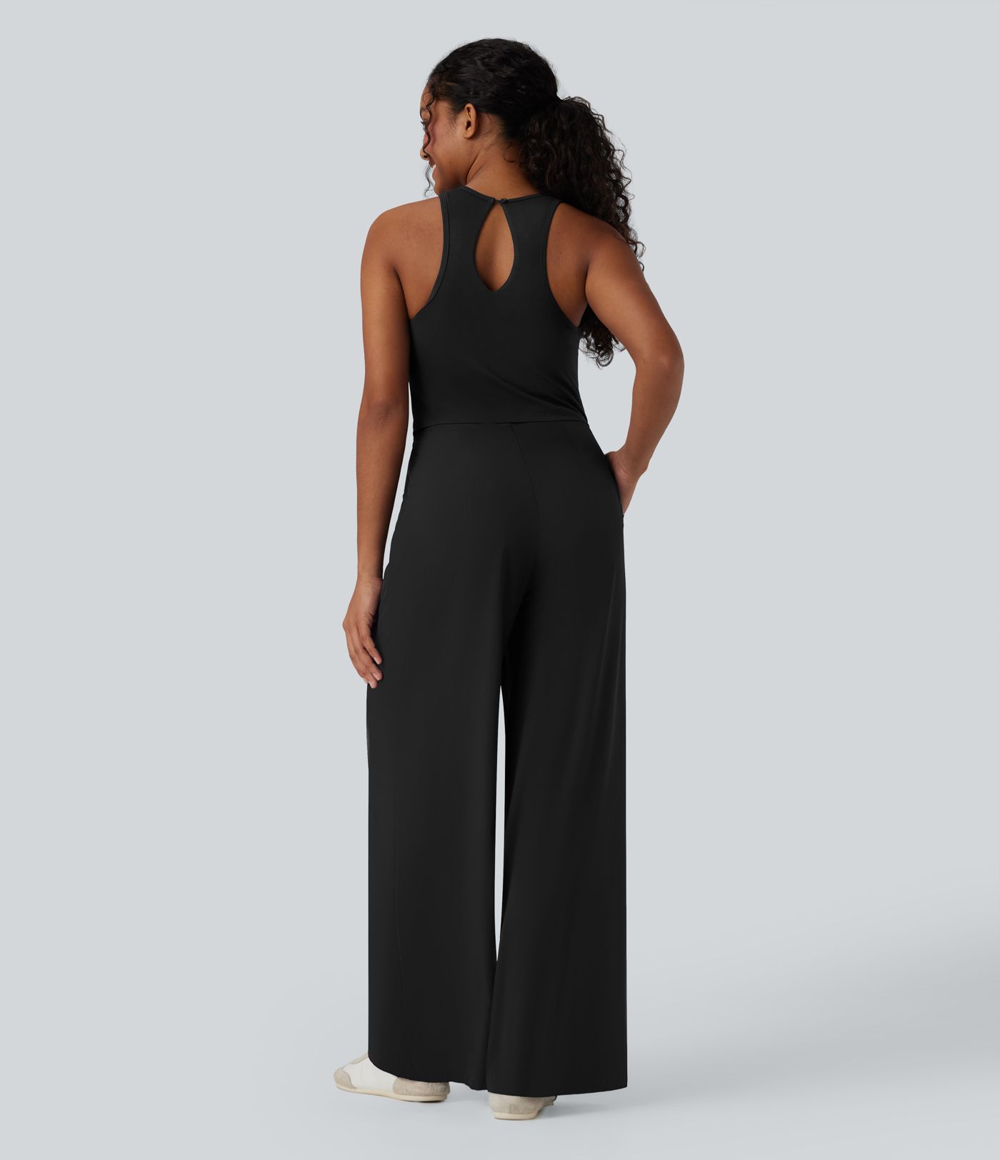 Breezeful™ Sleeveless Cut Out Quick Dry Casual Jumpsuit with Pockets-Easy Peezy
