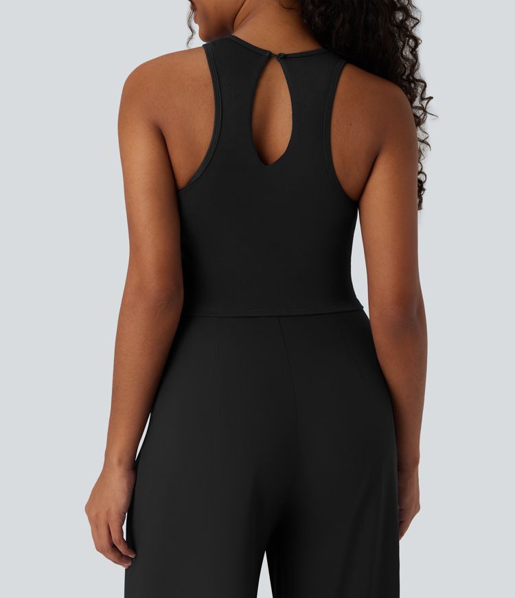 Breezeful™ Sleeveless Cut Out Quick Dry Casual Jumpsuit with Pockets-Easy Peezy