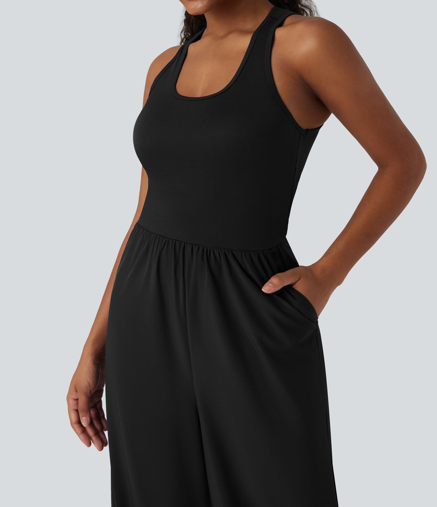 Breezeful™ Sleeveless Cut Out Quick Dry Casual Jumpsuit with Pockets-Easy Peezy