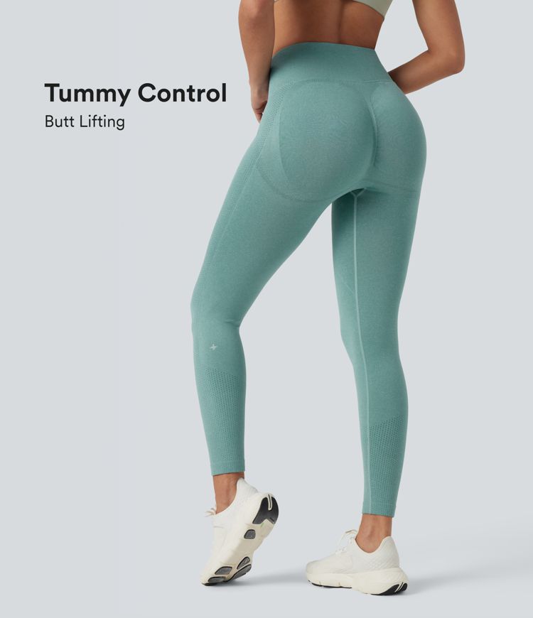 Seamless Flow High Waisted Tummy Control Butt Lifting Heathered Yoga Leggings