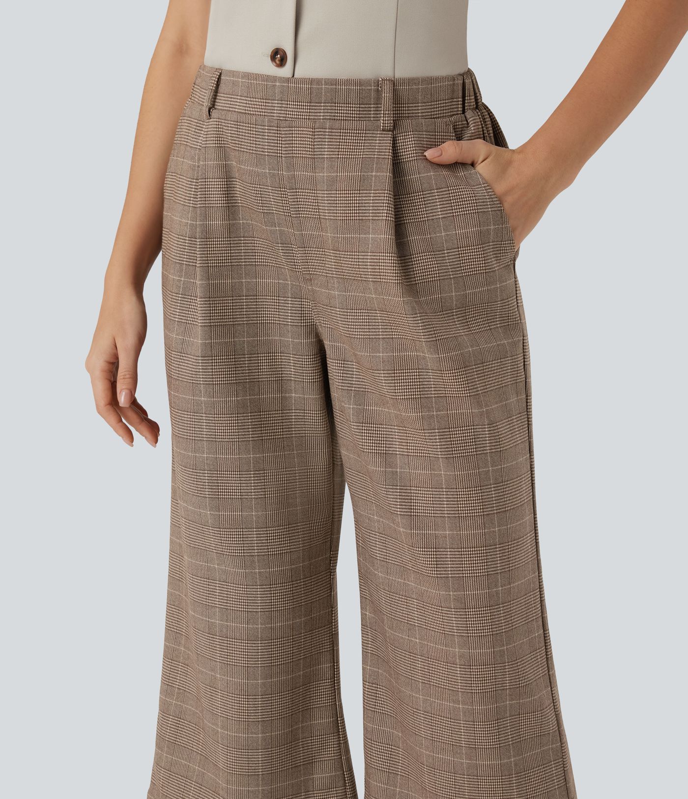 Halara Flex™ High Waisted Bootcut Houndstooth Work Pants with Pockets