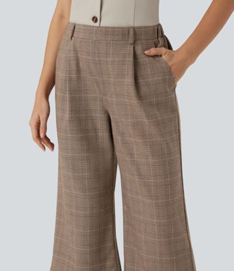 Halara Flex™ High Waisted Bootcut Houndstooth Work Pants with Pockets