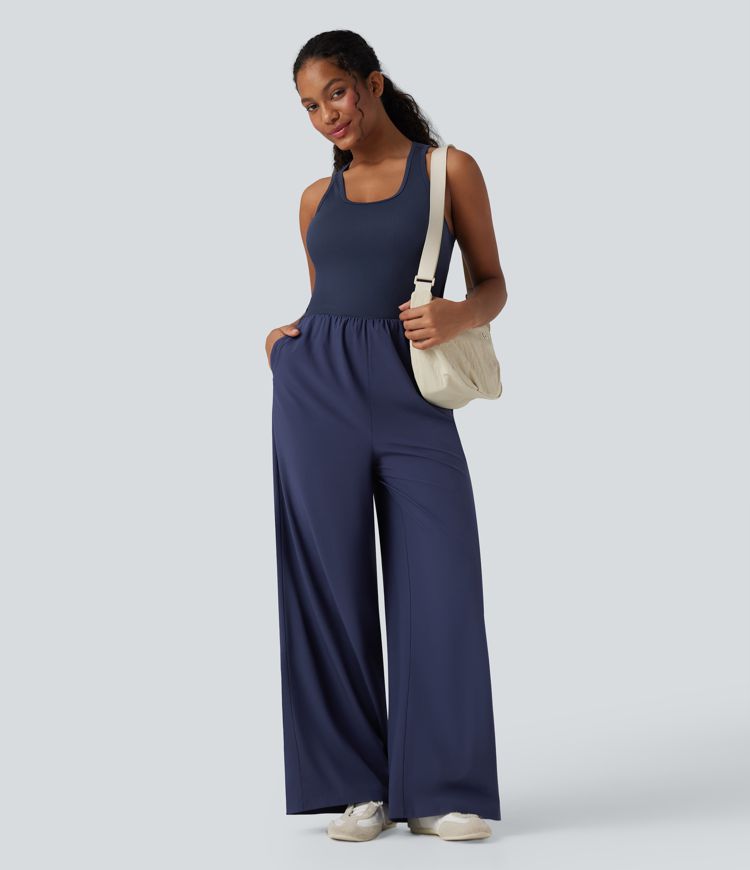 Breezeful™ Sleeveless Cut Out Quick Dry Casual Jumpsuit with Pockets-Easy Peezy