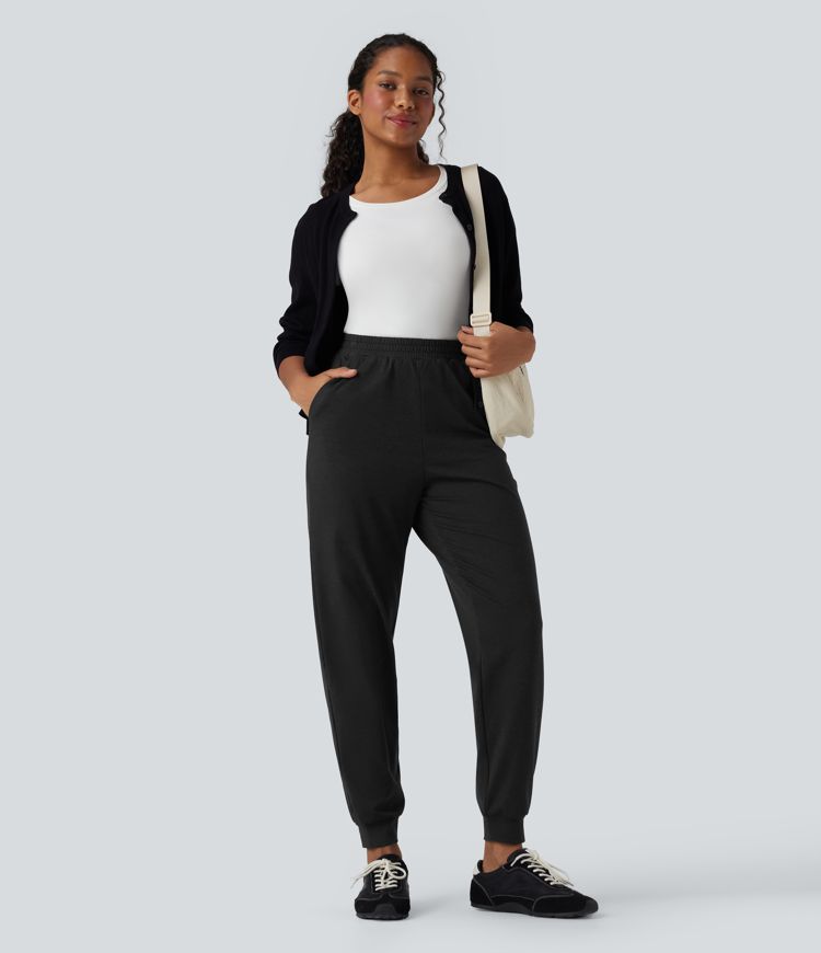 High Waisted Quick Dry Casual Heathered Joggers with Pockets-UPF40+