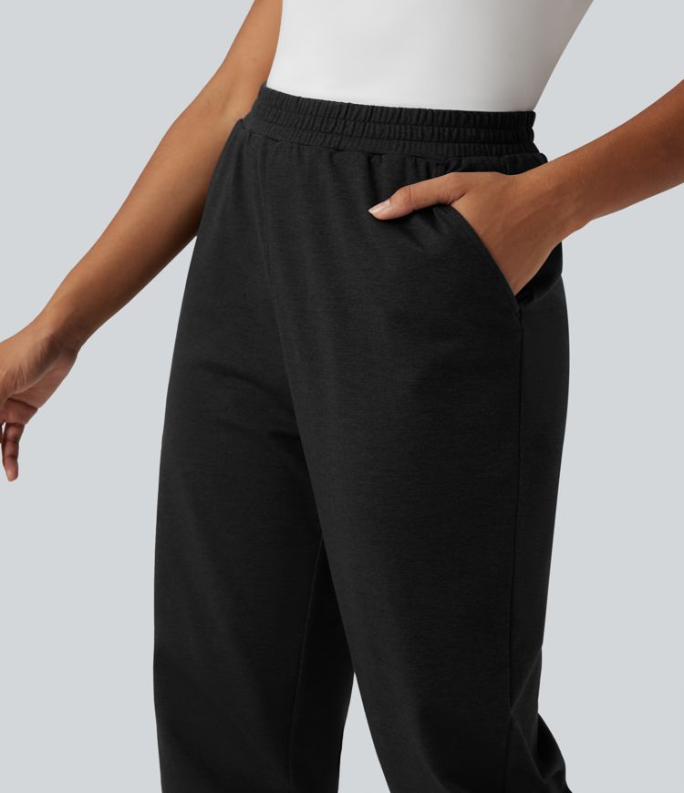 High Waisted Quick Dry Casual Heathered Joggers with Pockets-UPF40+