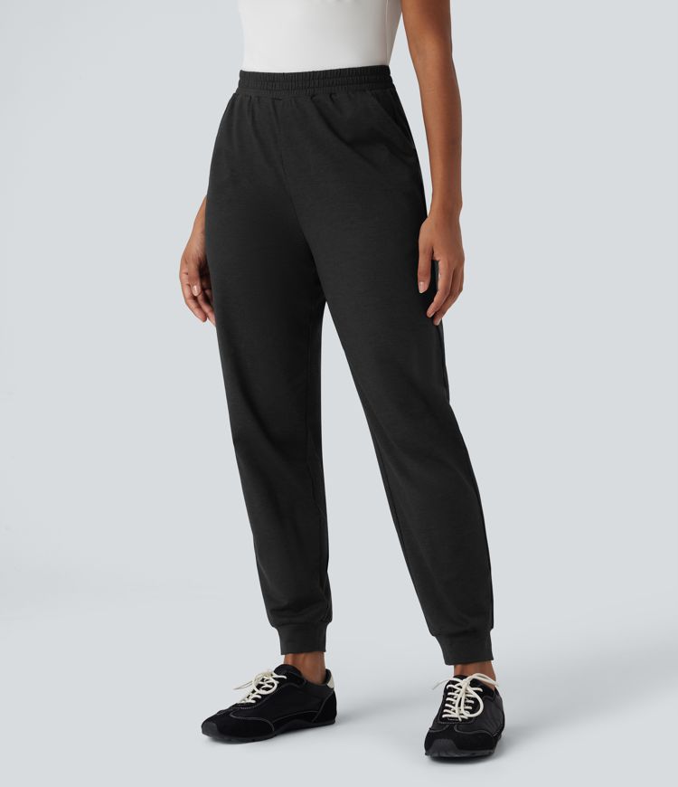 High Waisted Quick Dry Casual Heathered Joggers with Pockets-UPF40+