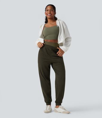 High Waisted Quick Dry Casual Heathered Joggers with Pockets-UPF40+