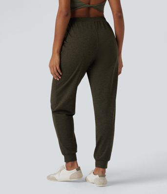 High Waisted Quick Dry Casual Heathered Joggers with Pockets-UPF40+