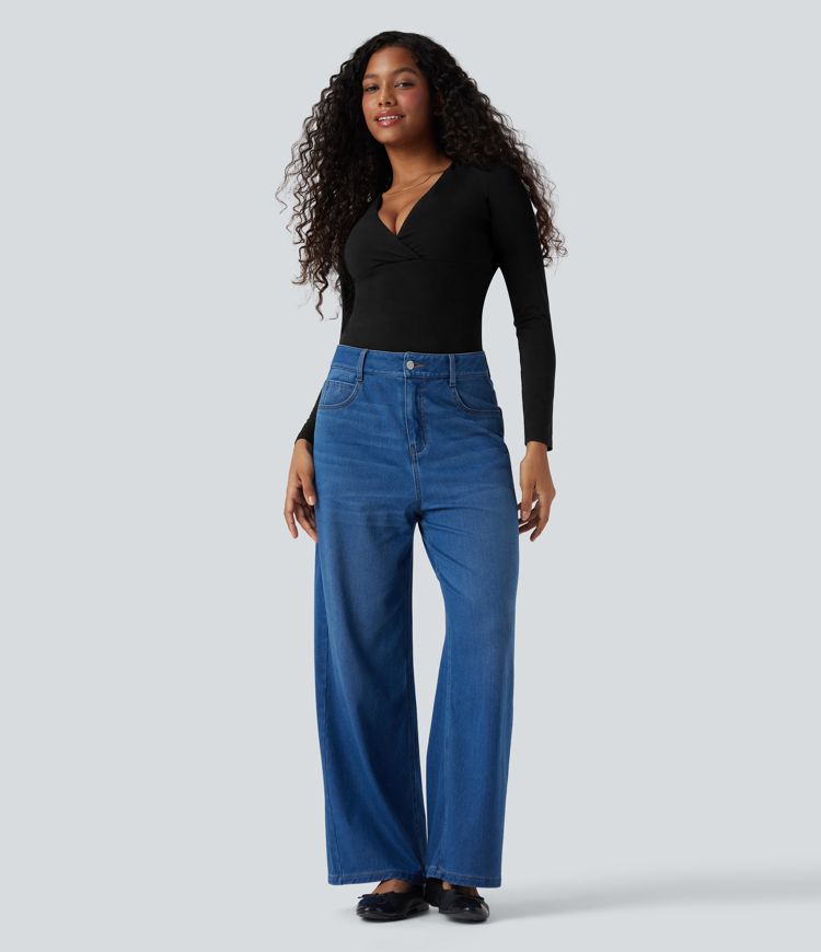 Deep V Neck Long Sleeve Casual Top