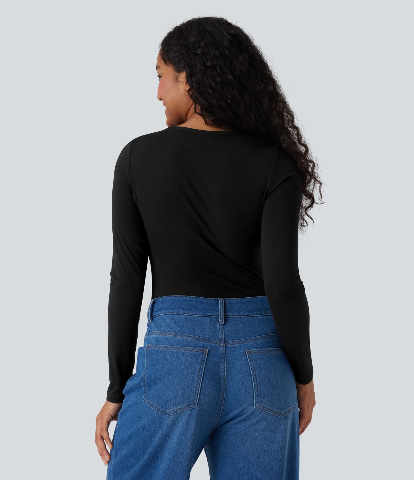 Deep V Neck Long Sleeve Casual Top Deep V Neck Long Sleeve Casual Top