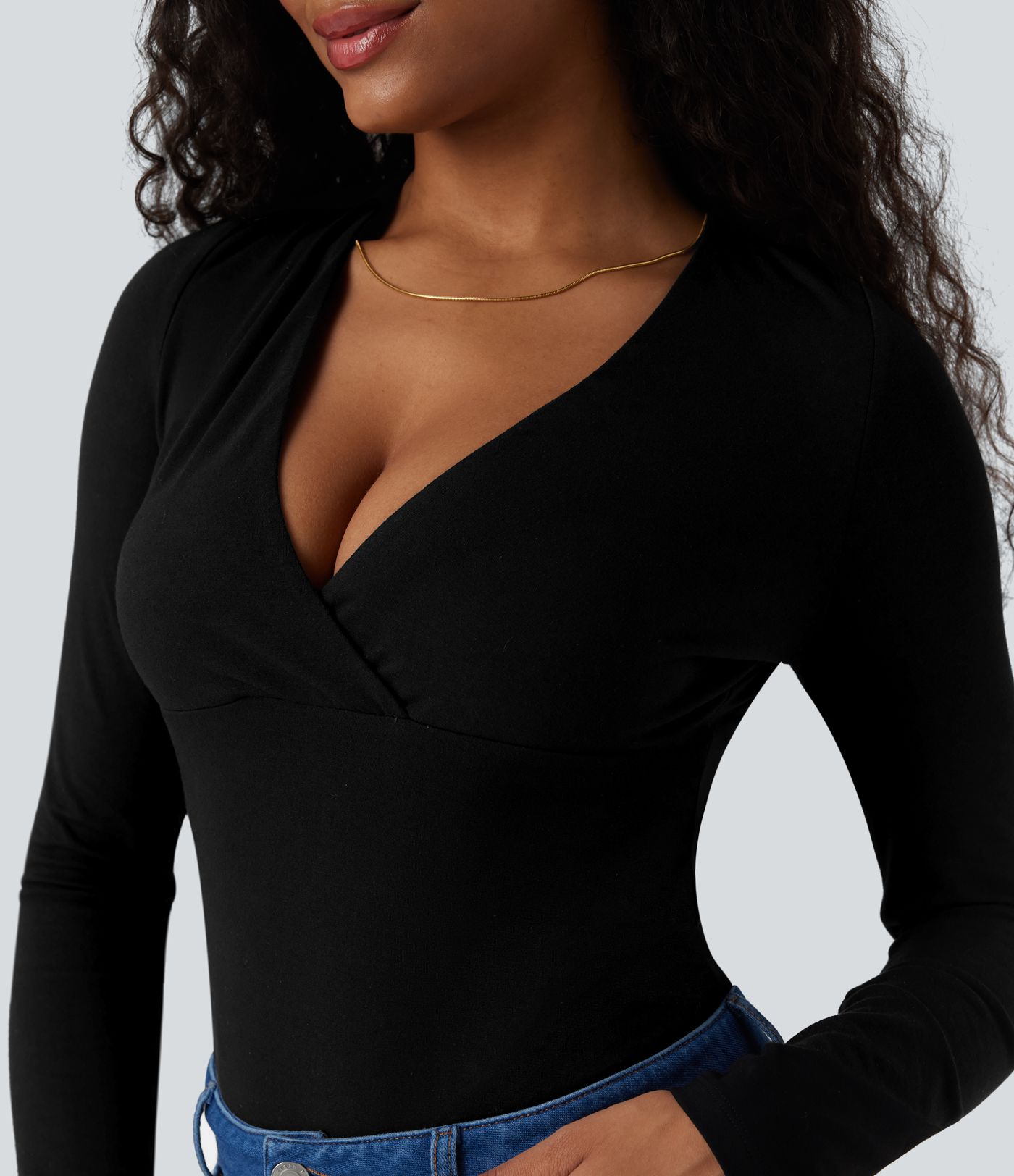 Deep V Neck Long Sleeve Casual Top Deep V Neck Long Sleeve Casual Top