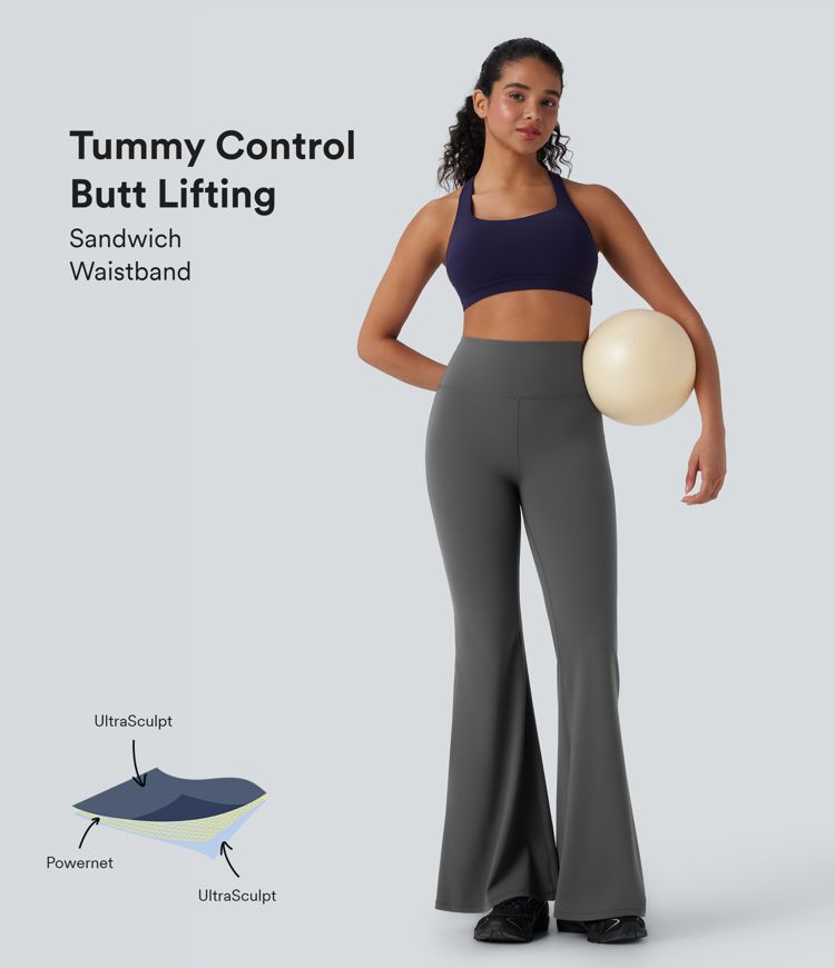 Halara UltraSculpt™ SoCinched High Waisted Tummy Control Butt Lifting Shaping Yoga Flare Leggings