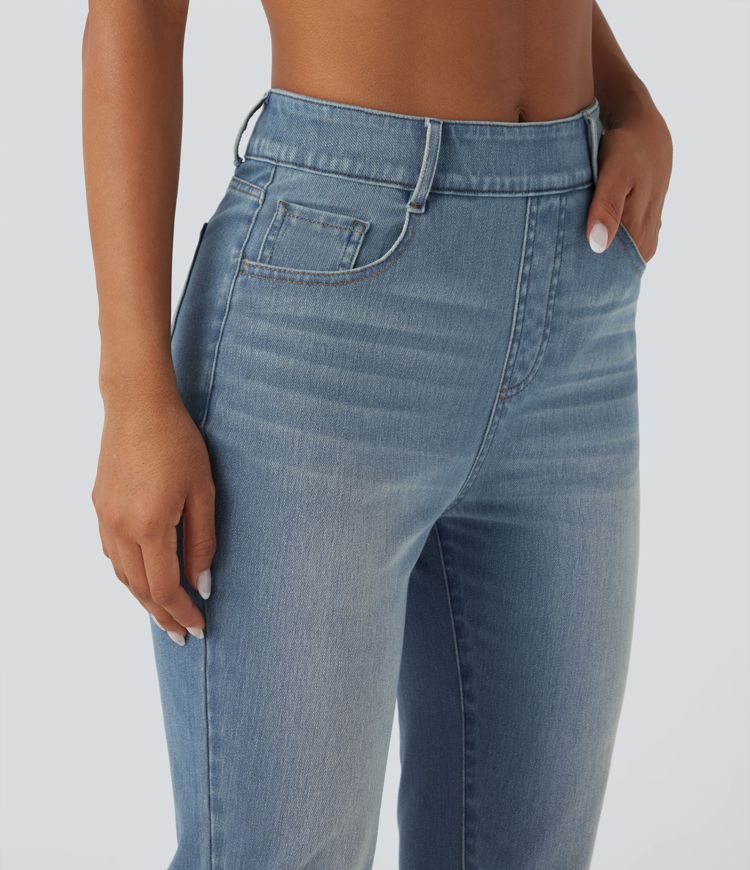 Halara Flex™ High Waisted Rolled Hem Casaul Slim Jeans with Pockets