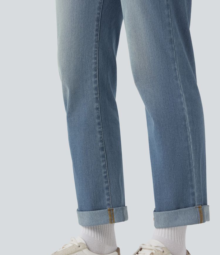 Halara Flex™ High Waisted Rolled Hem Casaul Slim Jeans with Pockets