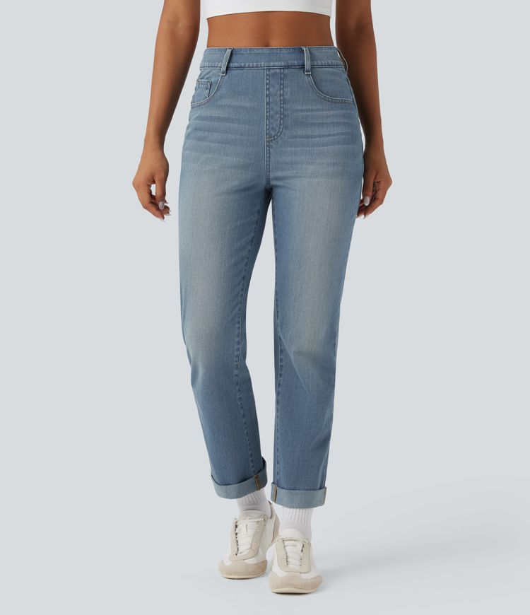 Halara Flex™ High Waisted Rolled Hem Casaul Slim Jeans with Pockets