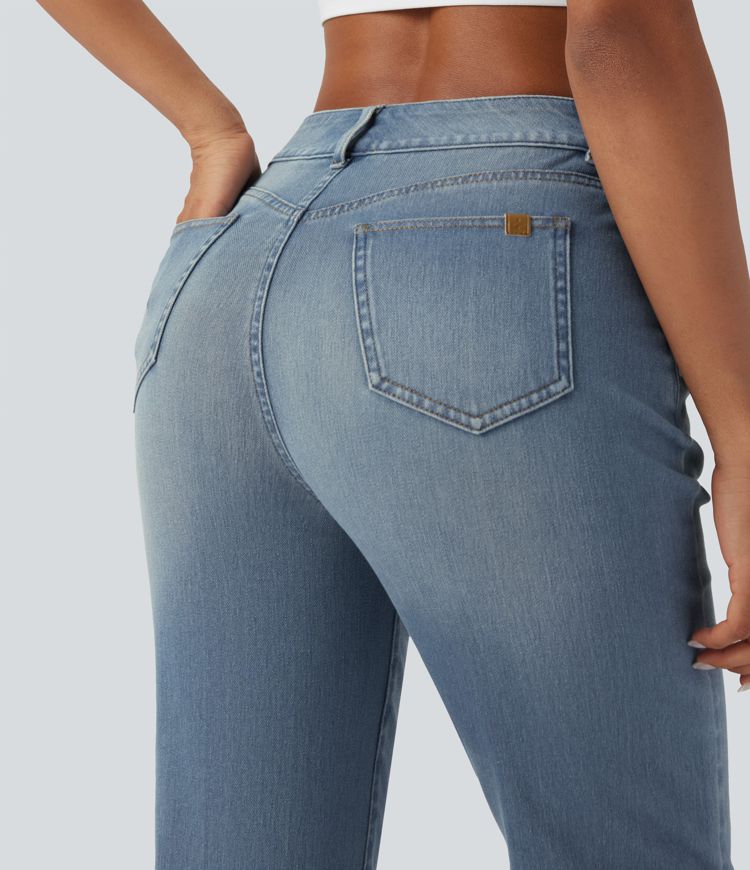 Halara Flex™ High Waisted Rolled Hem Casaul Slim Jeans with Pockets