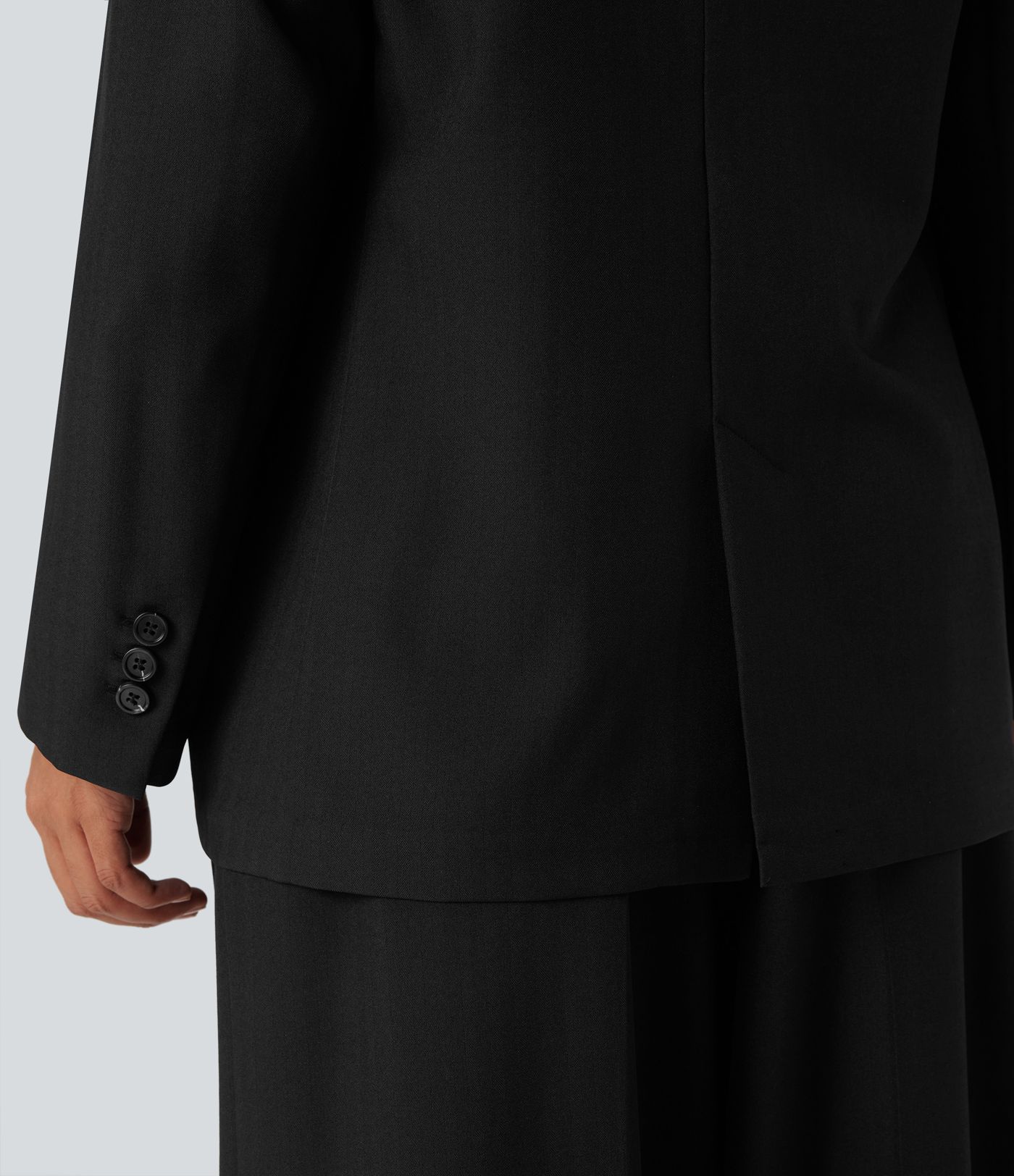 Notched Collar Long Sleeve Work Linen-Feel Blazer with Pockets