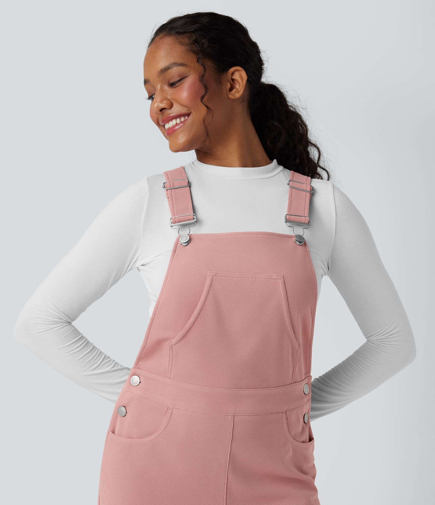 Waffle Casual Overalls with Pockets
