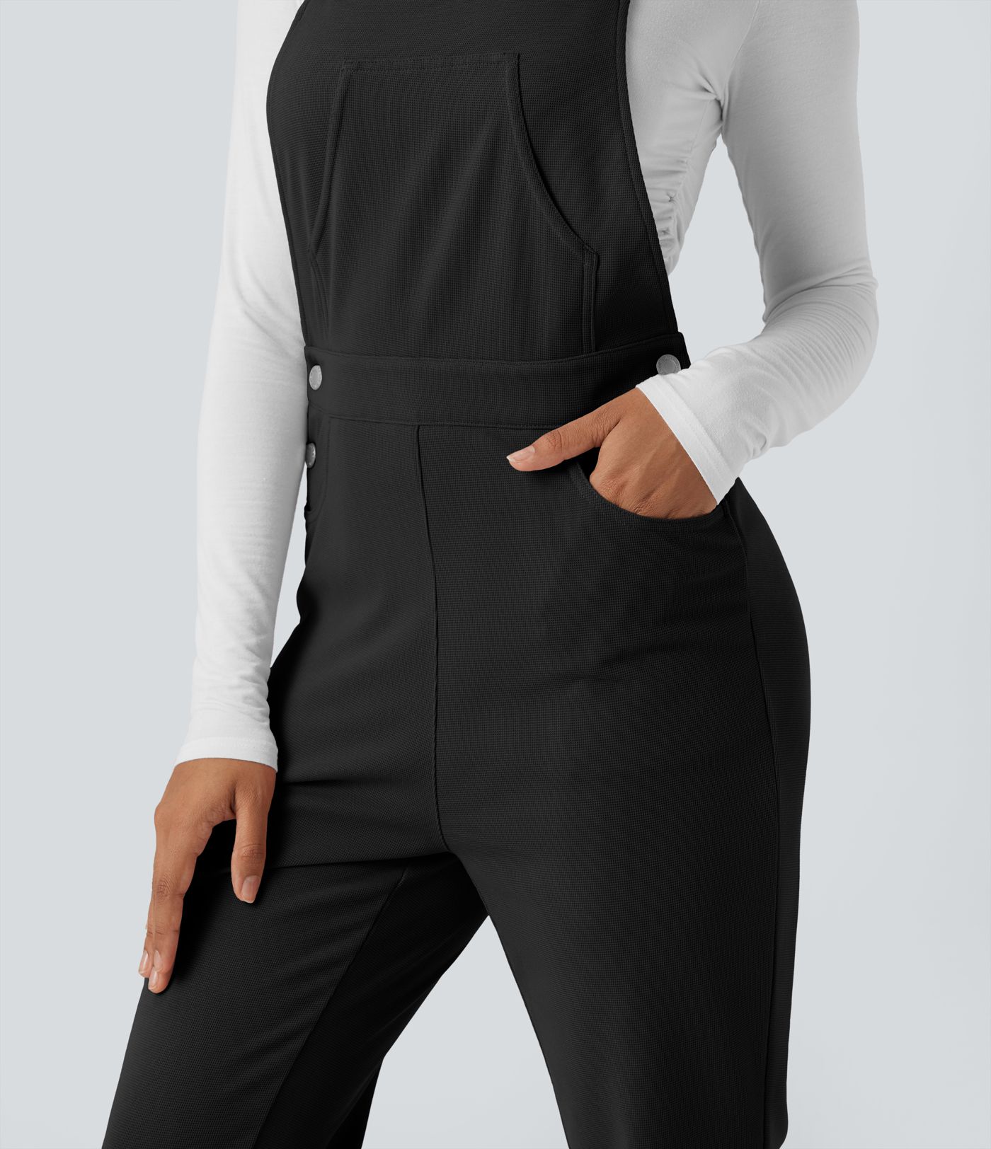 Waffle Casual Overalls with Pockets