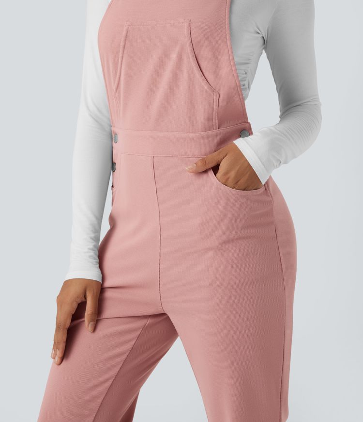 Waffle Casual Overalls with Pockets