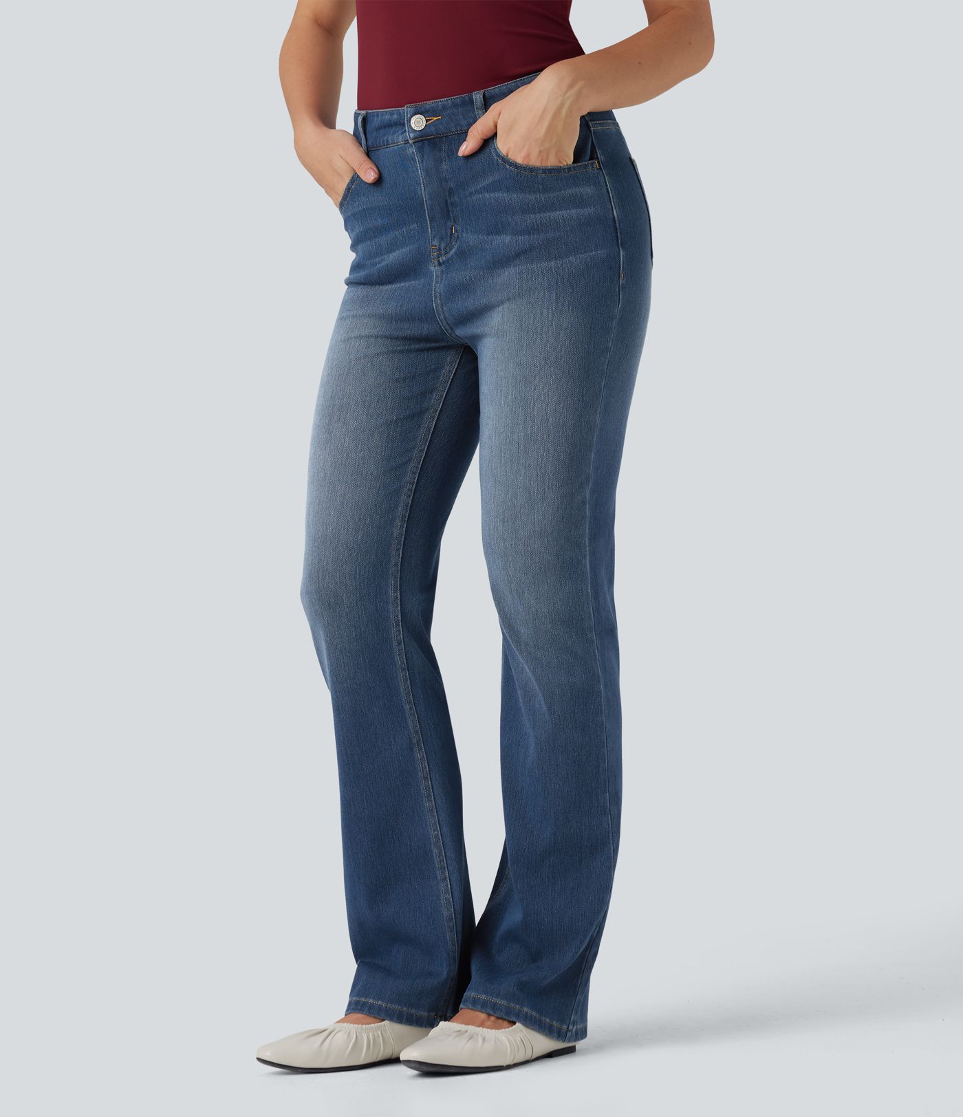 Halara Flex™ High Waisted Casual Flare Jeans with Pockets