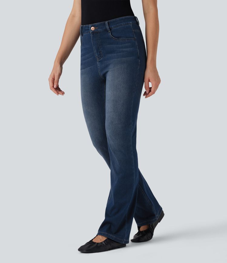 Halara Flex™ lässige, ausgestellte Jeans mit hohem Bund und Taschen