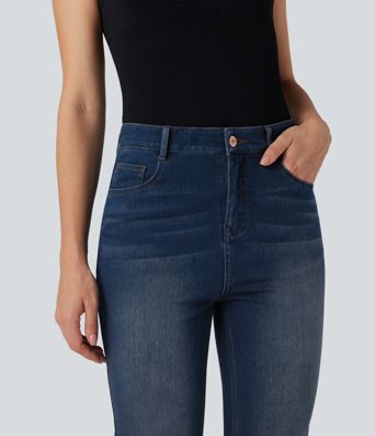 Halara Flex™ lässige, ausgestellte Jeans mit hohem Bund und Taschen