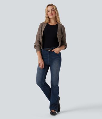 Halara Flex™ lässige, ausgestellte Jeans mit hohem Bund und Taschen