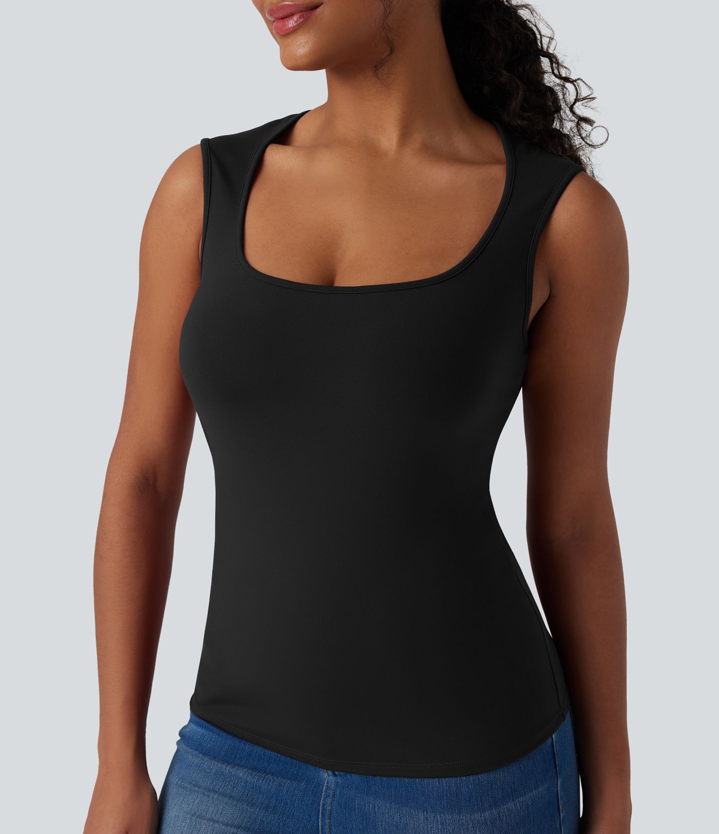 Scoop Neck Sleeveless Casual Top