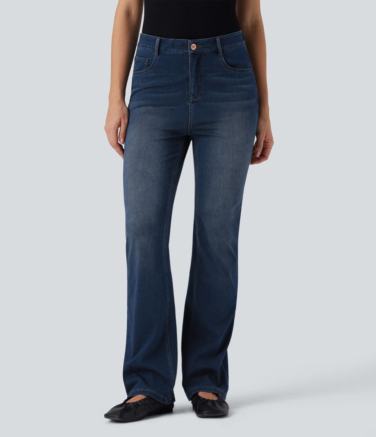 Halara Flex™ lässige, ausgestellte Jeans mit hohem Bund und Taschen